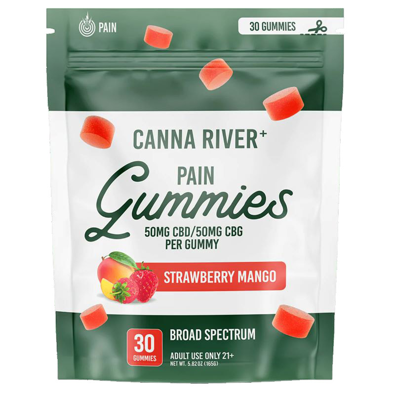 Canna River – Pain Gummies – (CBD50mg + CBG 50 mg) – Strawberry Mango