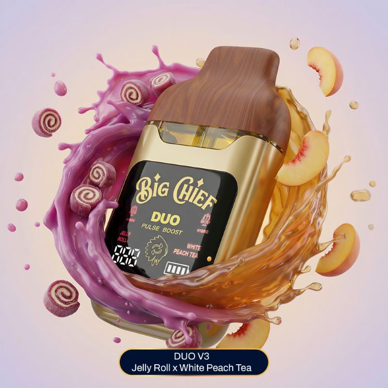 Big Chief - THC Disposable - V3 - 2G - JELLY ROLL (H) X WHITE PEACH TEA (H)