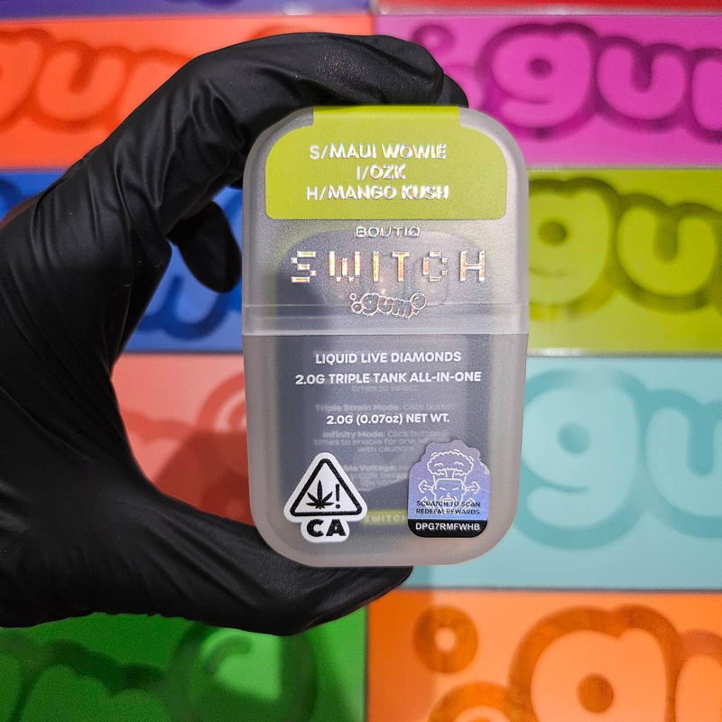 Boutique Switch - gum - Maui Wowie (S) - OZK (I) - Mango Kush (H)  - 2G Disposable    