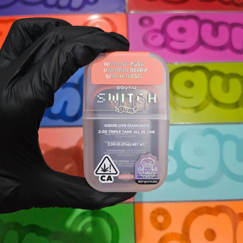 Boutique Switch - gum - Peach kush (H) - Mango Berry (I) - Blue Diesel (S) - 2G Disposable     