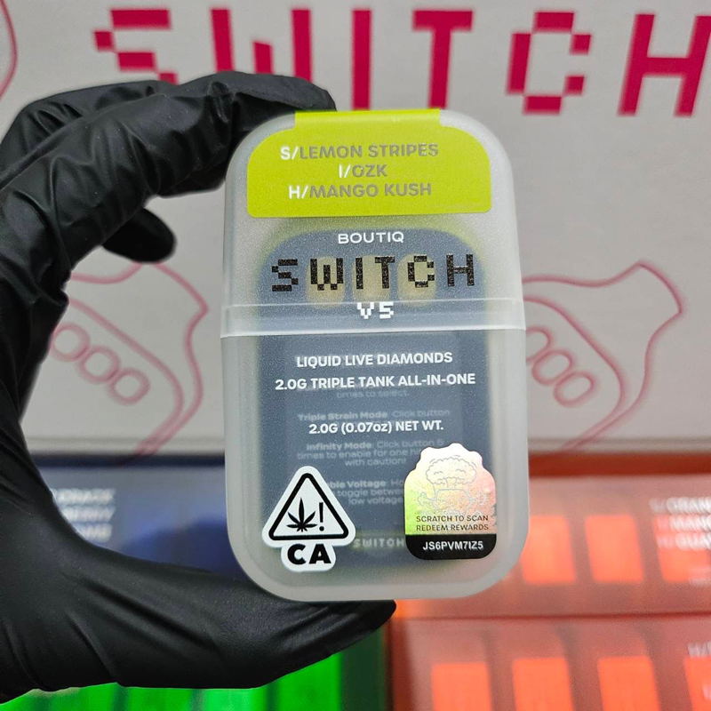 Boutique Switch V5 - Lemon Stripes (S) - OZK (I) - Mango Kush (H)- 2G Disposable