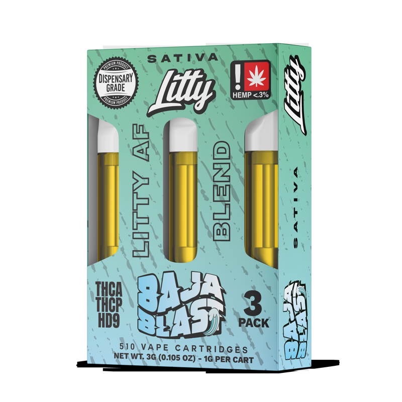 Litty - THCA - AF Blend - Baja Blast (1g x 3pcs) - SATIVA - Cartridges 