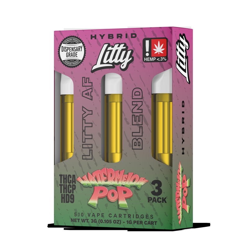 Litty - THCA - AF Blend - Watermelon Pop (1g x 3pcs) - HYBRID - Cartridges 