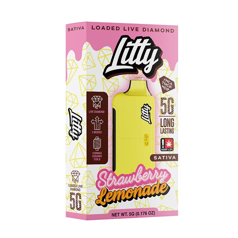 Litty - THCA Live Diamonds - Strawberry Lemonade - SATIVA - 5g - Disposable 