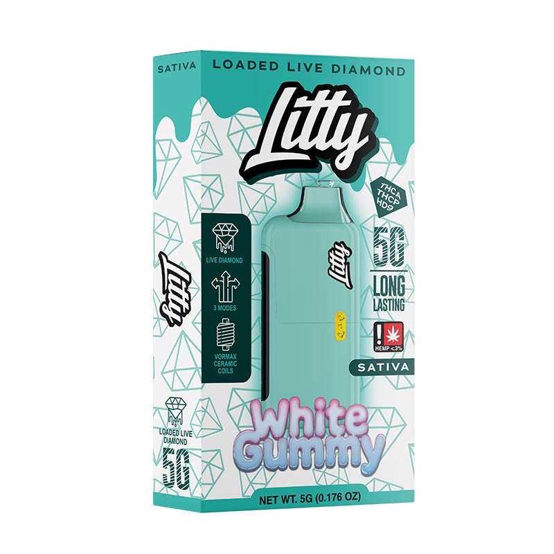 Litty - THCA Live Diamonds - White Gummy - Sativa - 5g - Disposable 