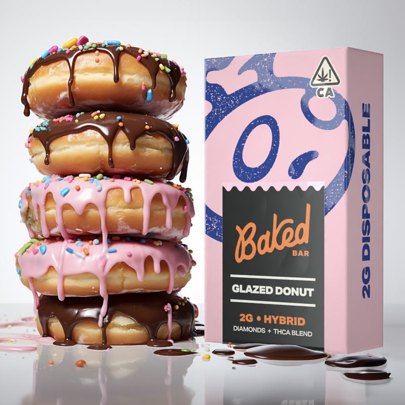 Baked Bar - Diamonds + THCA Blend - Glazed Donut - HYBRID - 2g - Disposable